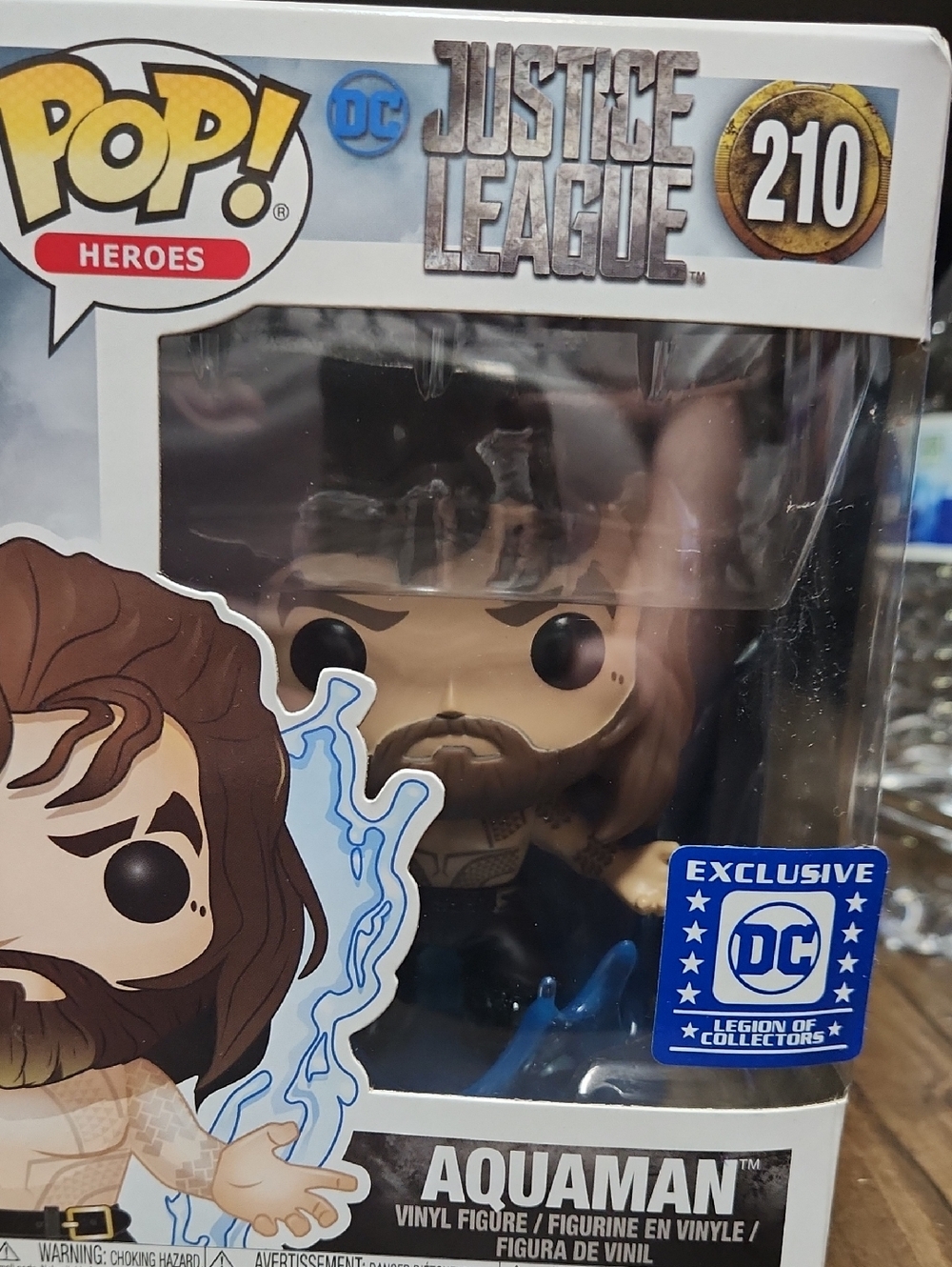 Funko Pop! Heroes Aquaman with Blue Water Effects and Brown Hair